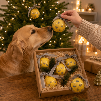 Christbaumkugeln mit Hund