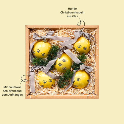 Geschenkidee für Hundefreunde zu Weihnachten - 5 Christbaumkugeln