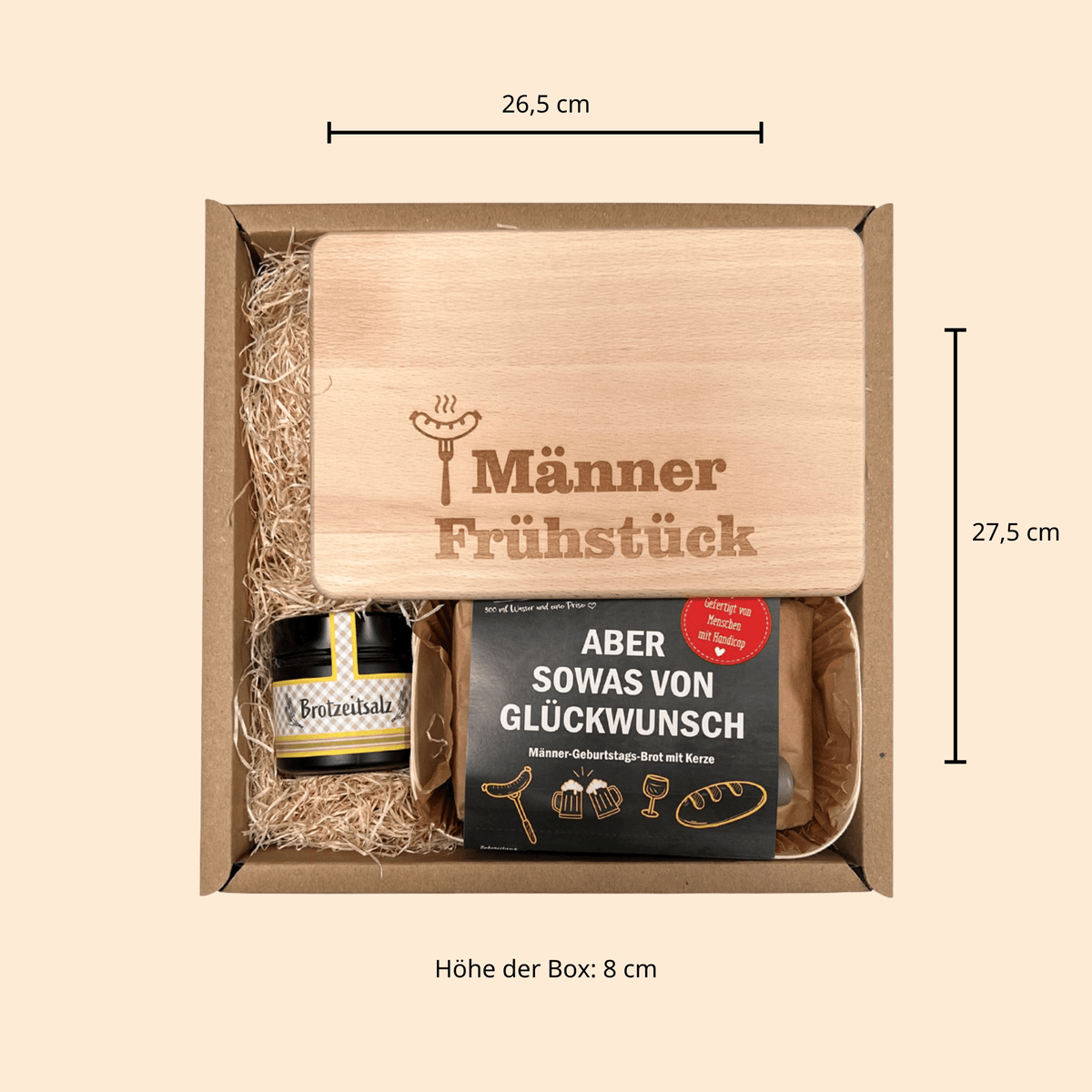 Männer Beurtstagsbox Breite 26,5 cm, Länge 27,5 cm, Höhe 8cm 