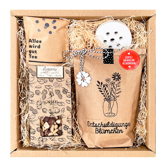 Entschuldigungsbox mit Blümchen