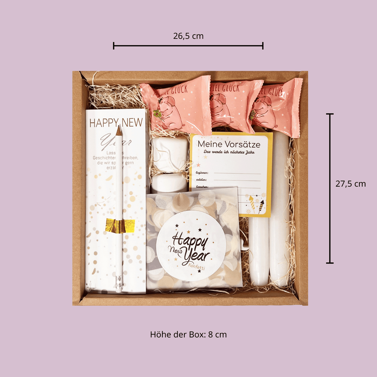 Tischdeko zu Silvester Geschenkbox Breite: 26,5 cm, Länge: 27,5 cm, Höhe 8cm
