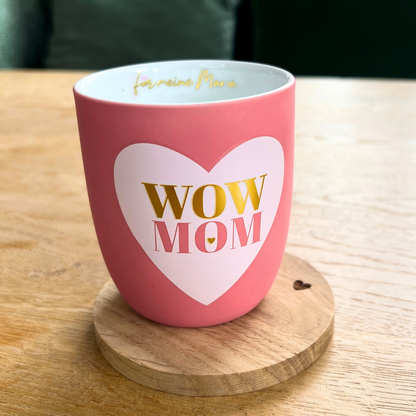 Herzuntersetzer aus Eiche mit Tasse für Mama