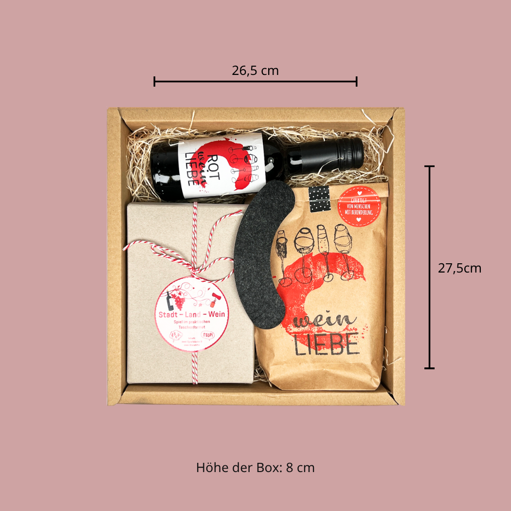 Weinliebhaber Geschenkbox: Größe der Box: 26,5x27,5x8cm