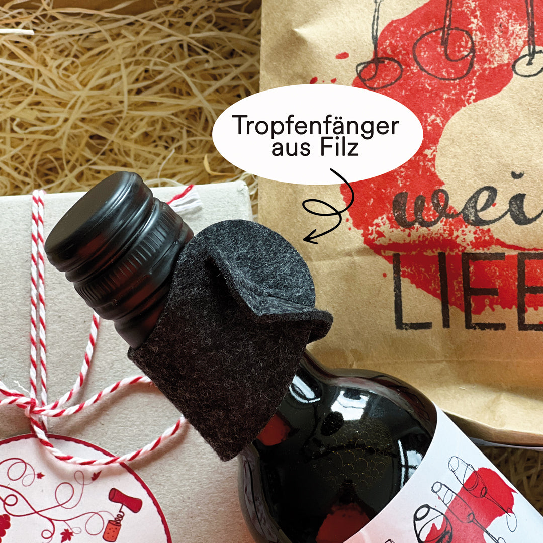 Mit praktischen Filz Tropfenfänger