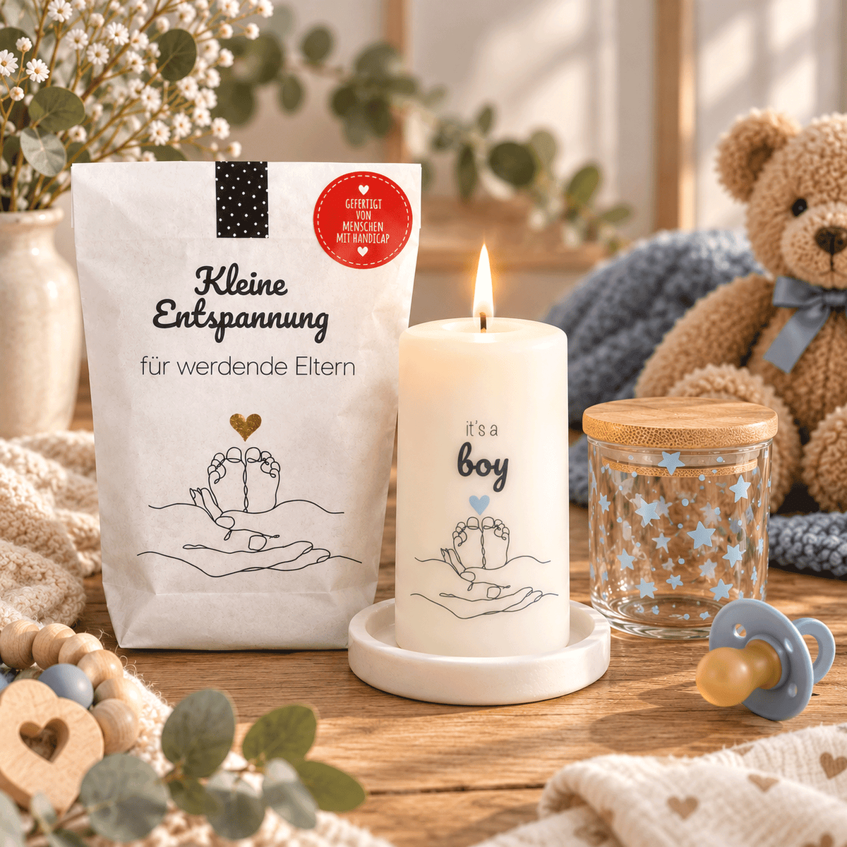 Geschenkbox zur Geburt Junge schlicht