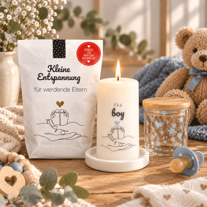 Geschenkbox zur Geburt Junge schlicht