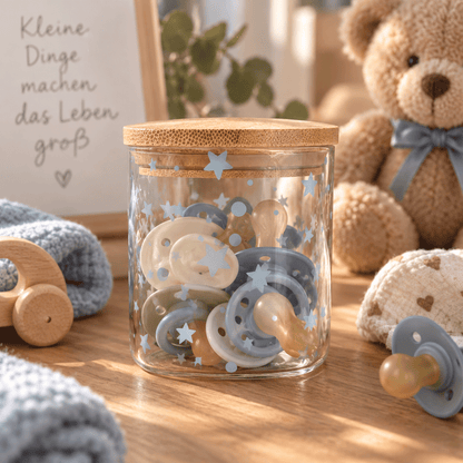 Schnullerglas zur Geburt Junge