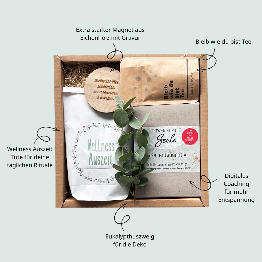 Achtsamkeits Geschenk mit Magneten, Coaching und Ritualen für einen entspannten Tag
