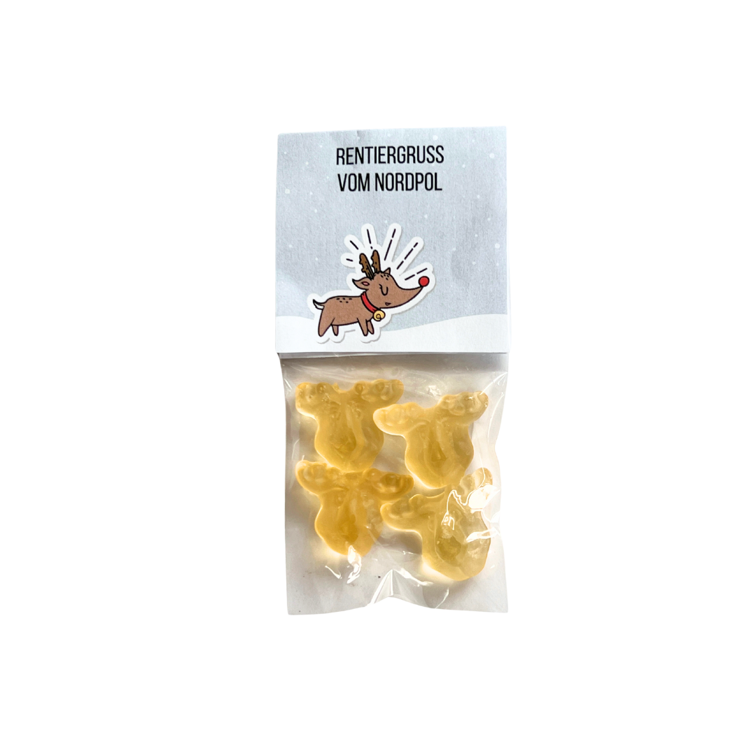 Kleinigkeiten für Adventskalender mit Herz- Rentiergrüße vom Nordpol
