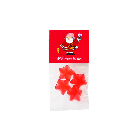 Grühwein Fruchtgummisterne verpackt in einem Folienbeutel