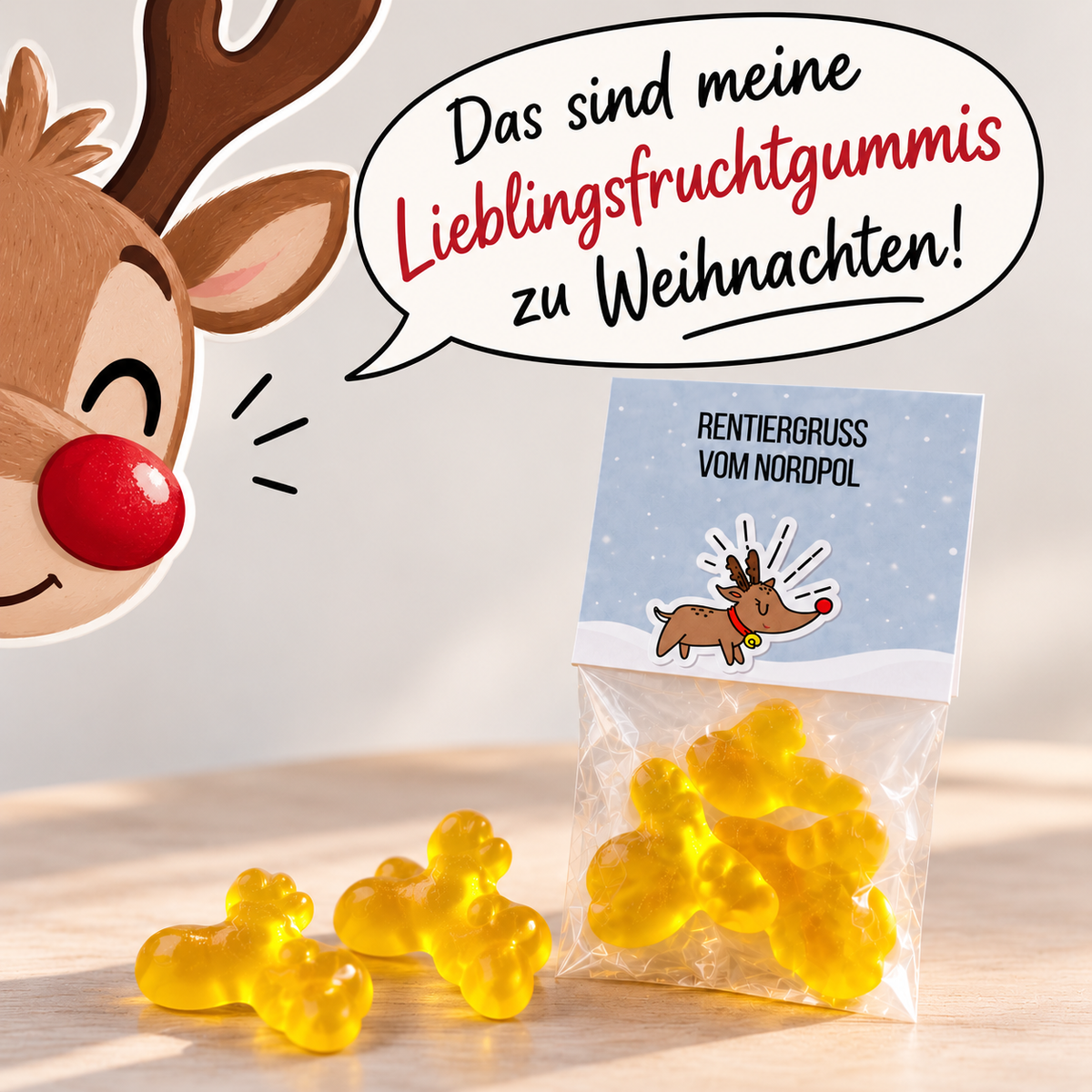 Kleinigkeiten für Adventskalender mit Herz -&nbsp;Rentiergruß vom Nordpol