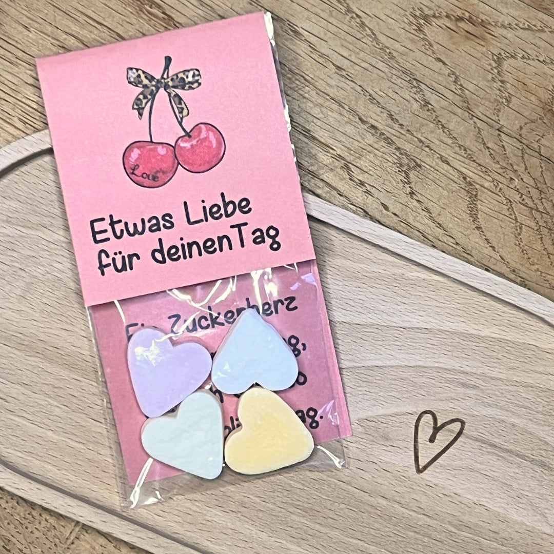 Kleines Liebesgeschenk mit Traubenzuckerherzen