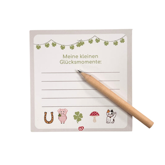 Dein Glücksmomente Geschenk- Notizblock mit Bleistift