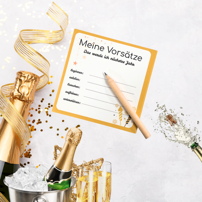 Happy New Year- schreibe deine Vorsätze für das neue Jahr auf den Block