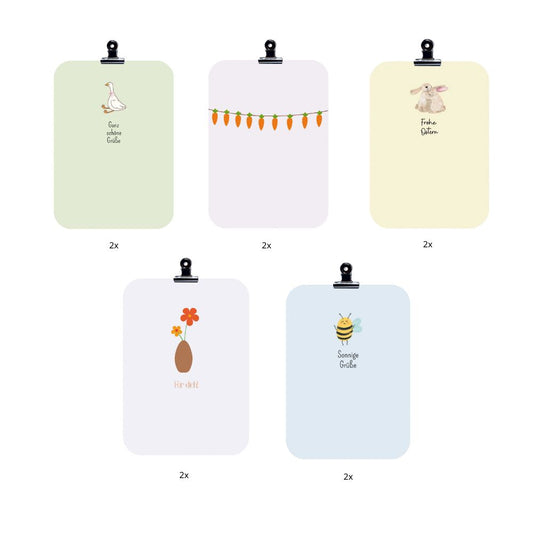 Grußkarten Set Frühling - 10 Stück