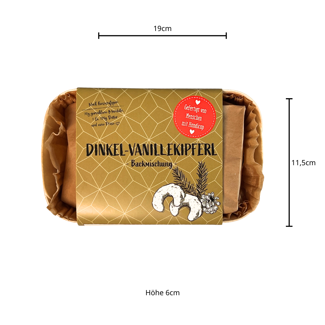 Plätzchen Backmischung: Dinkel Vanillekipferl Backmischung  19x11,5x6cm