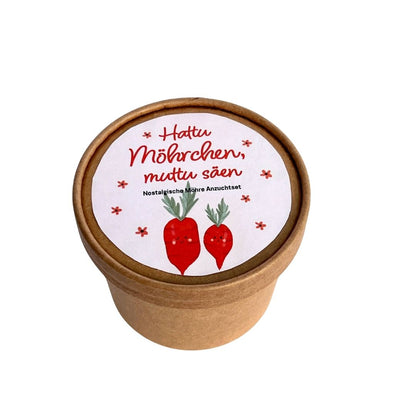 Hattu Möhrchen Muttu Säen Anzucht Set. Möhren Samen spielerisch entdecken