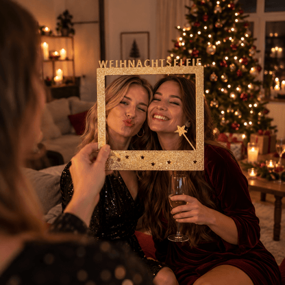 Selfie Rahmen Weihnachtselfe Gold S