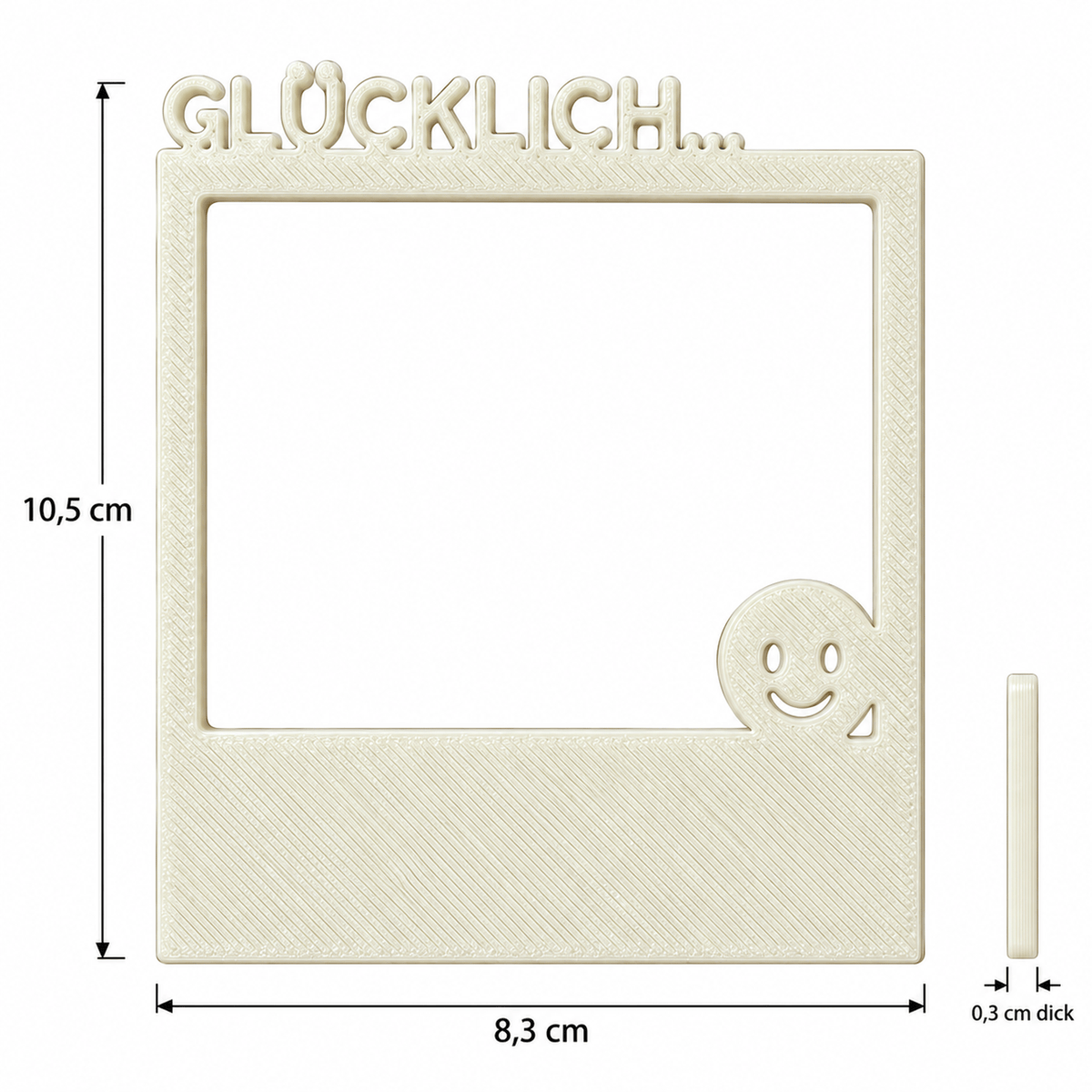 Selfie Rahmen Smiley: Höhe 16 cm, Durchmesser 10cm