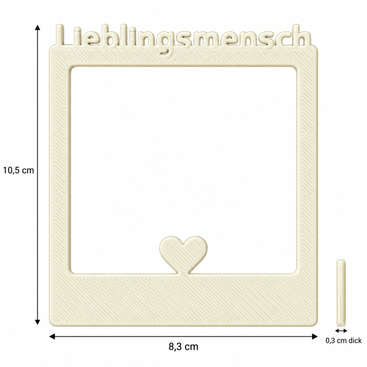Selfie Rahmen Lieblingsmensch: Breite 8,3 cm, Höhe 10,5 cm, Dicke: 0,3 cm