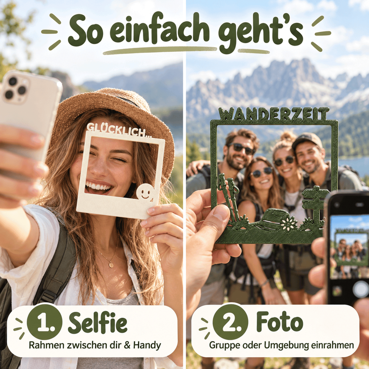Einfach schöne Selfie machen mit Foto-Rahmen