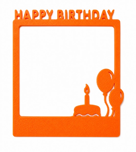 Selfie Rahmen Happy Birthday Orange