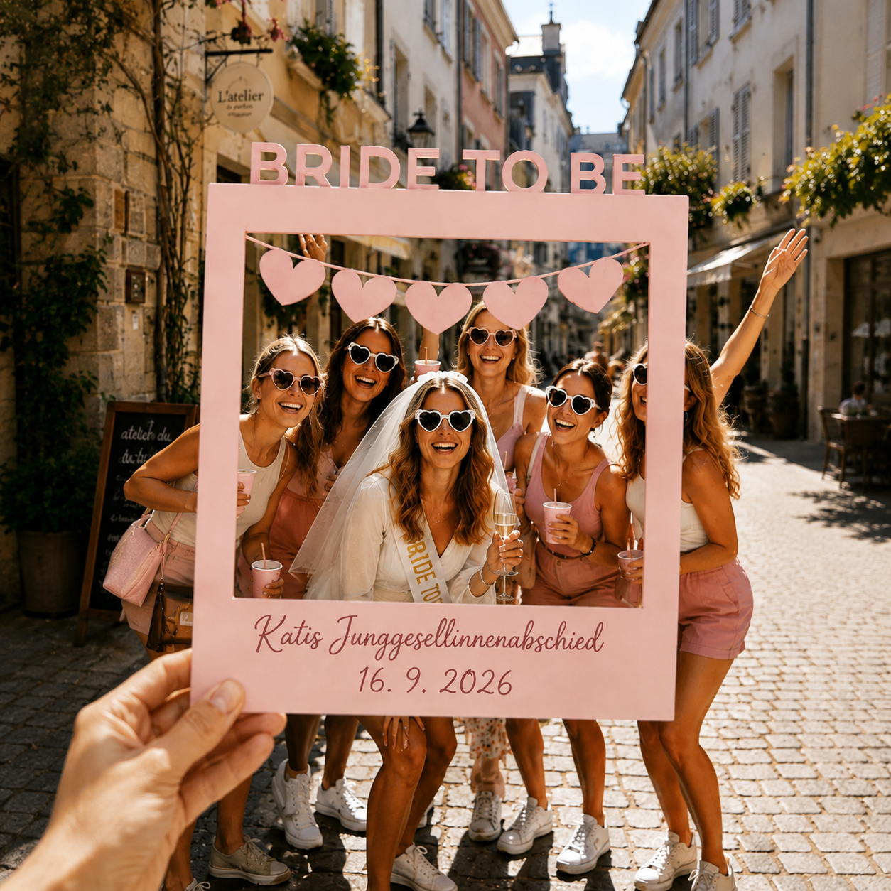 JGA Selfie Rahmen XL Bride to be