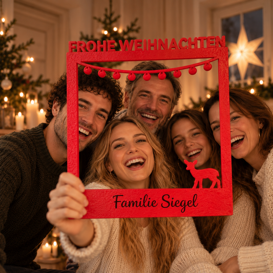 Weihnachtsfotos Familie selber machen mit dem XL Weihnachtsrahmen
