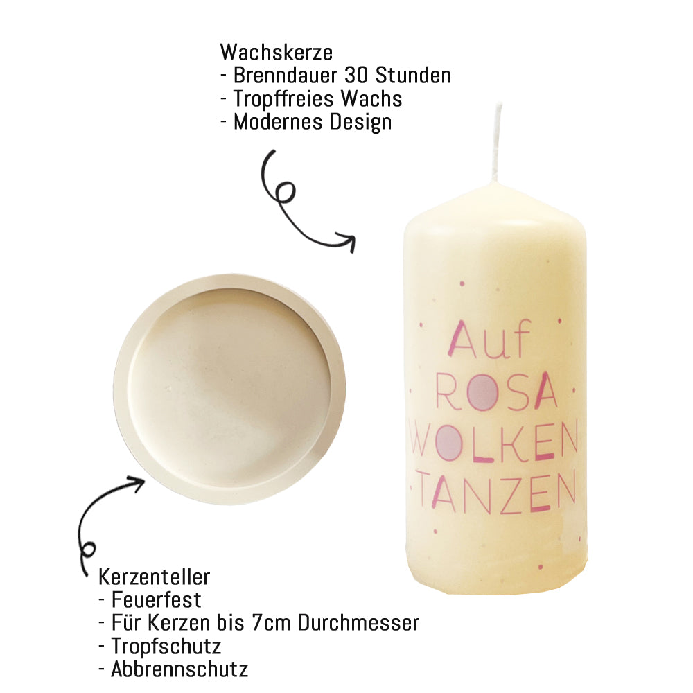 Kerze mit Unterteller Erklärungen