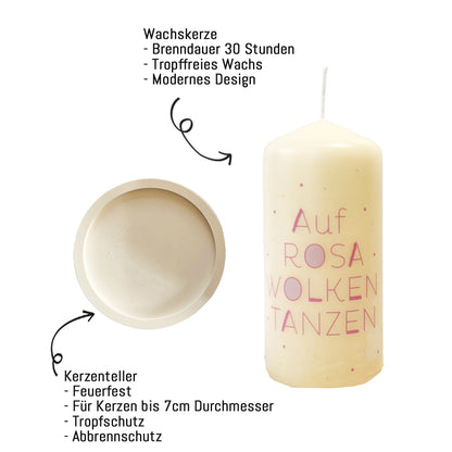 Kerze mit Unterteller Erklärungen