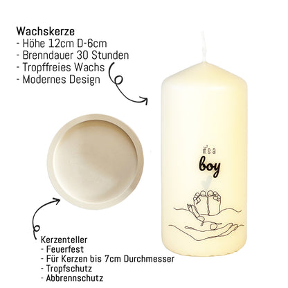 it´s a boy - Kerze zur Geburt
