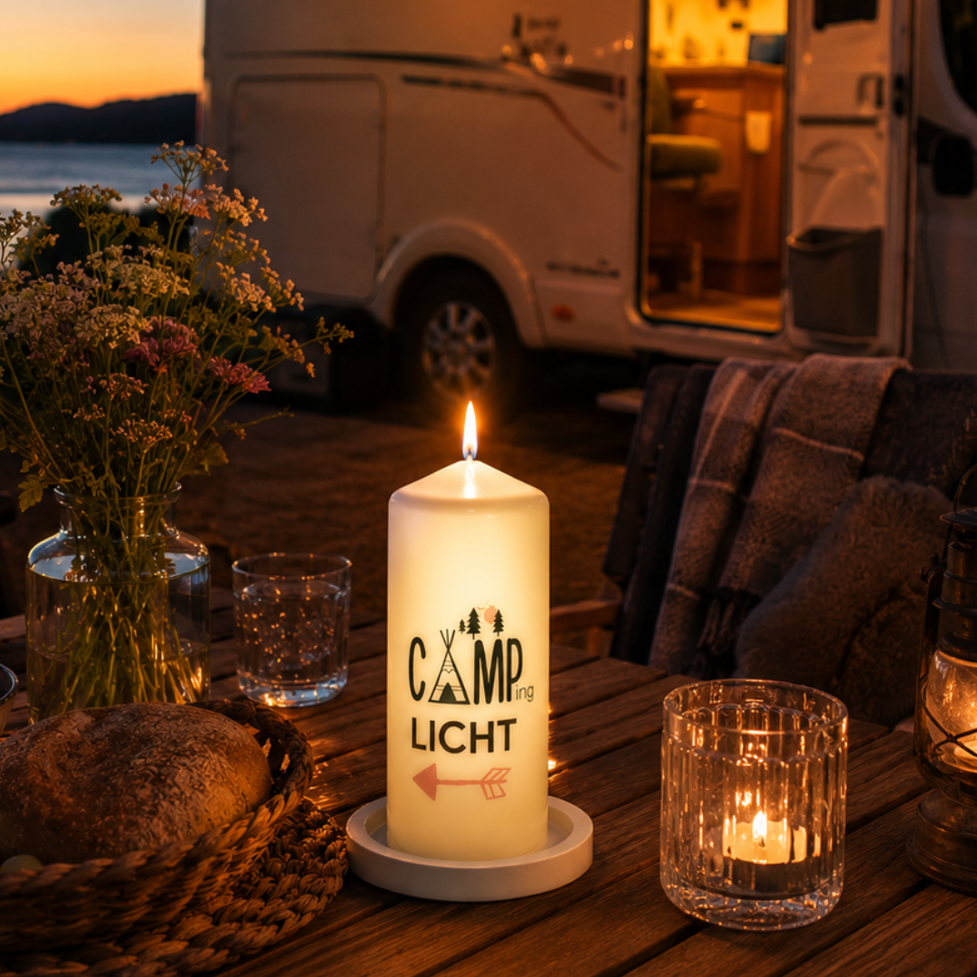 kerze im zelt Camping Kerze – Tropffrei, stilvoll & 30h Lichtzauber