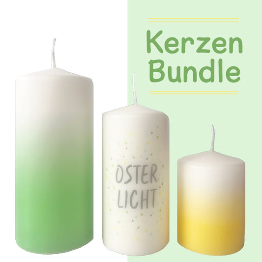Kerzen Deko Set grün gelb