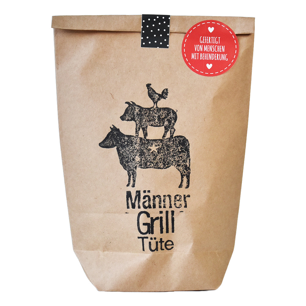 Wundertüte in braun mit Stempelaufdruck Männergrilltüte-grill geschenke
