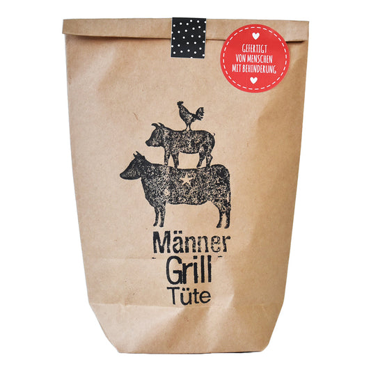Wundertüte in braun mit Stempelaufdruck Männergrilltüte-grill geschenke