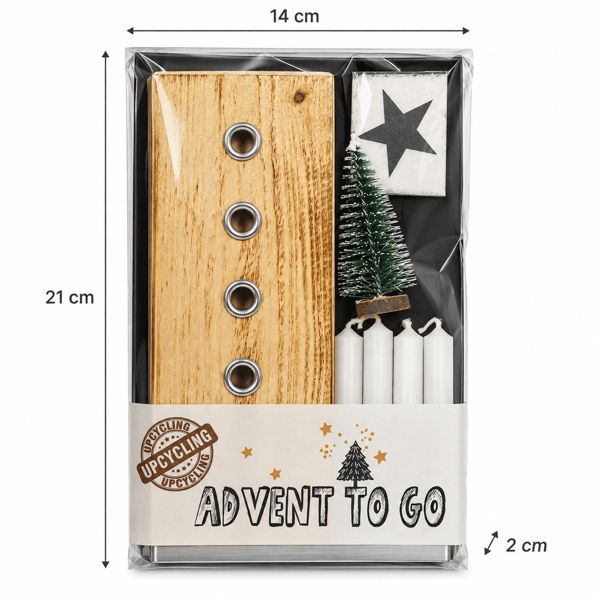 Adventskranz to go Verpackung: Breite 14 cm, Länge 21 cm, Tiefe 2 cm