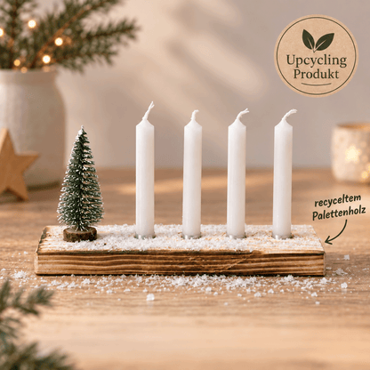 Upcycling Produkt: Adventskranz to go aus recyceltem Palettenholz 