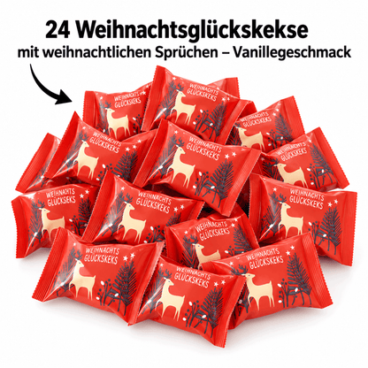 24 Weihnachtsglückskekse mit weihnachtlichen Sprüchen, Vanillegeschmack