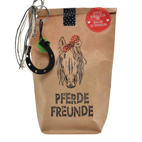 Wundertüte in braun bestempelt mit Pferdekopf als Geschenk für Pferdeliebhaber