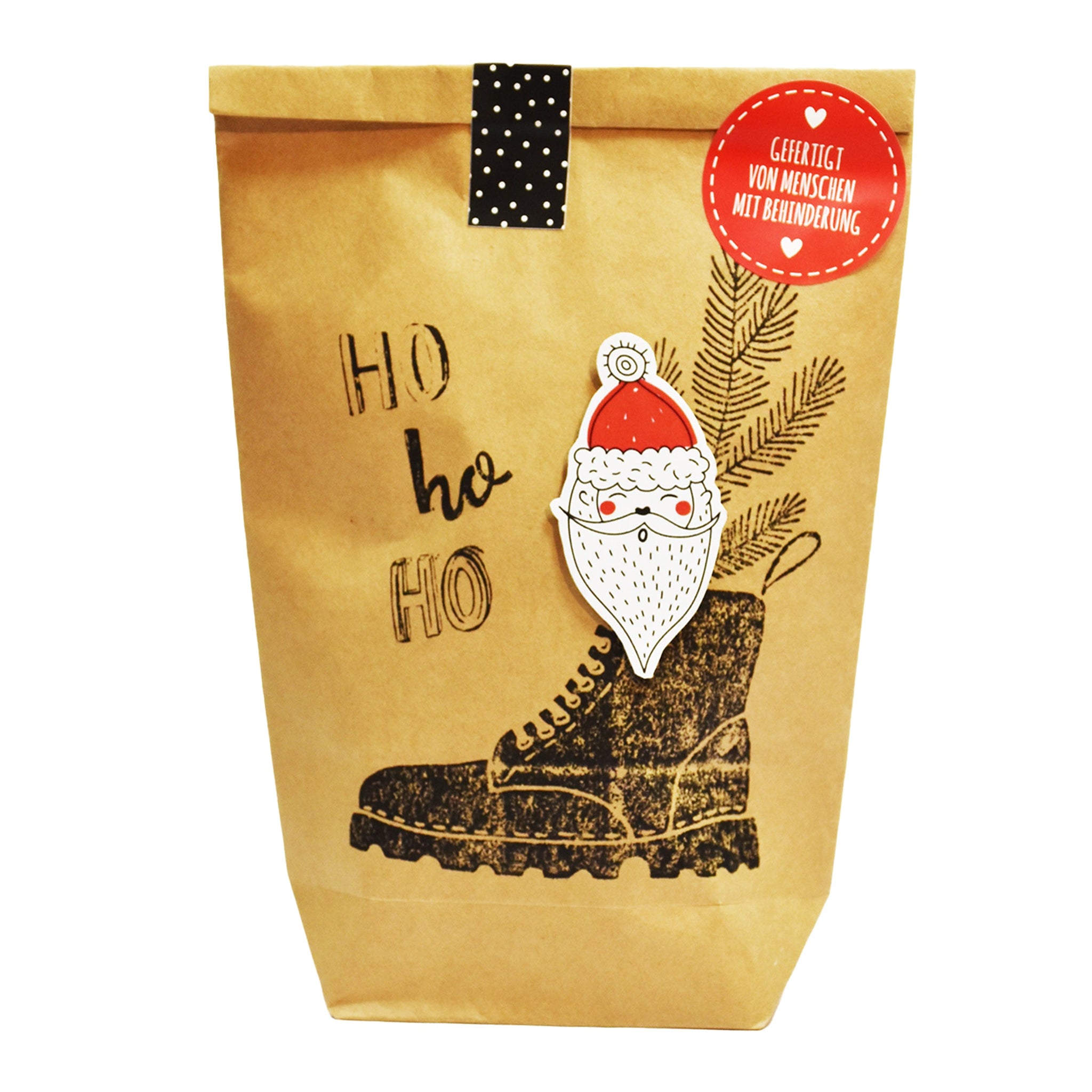 Wundertüte in braun mit HohoHo gestempelt und Nikolauskopf als nikolausgeschenk