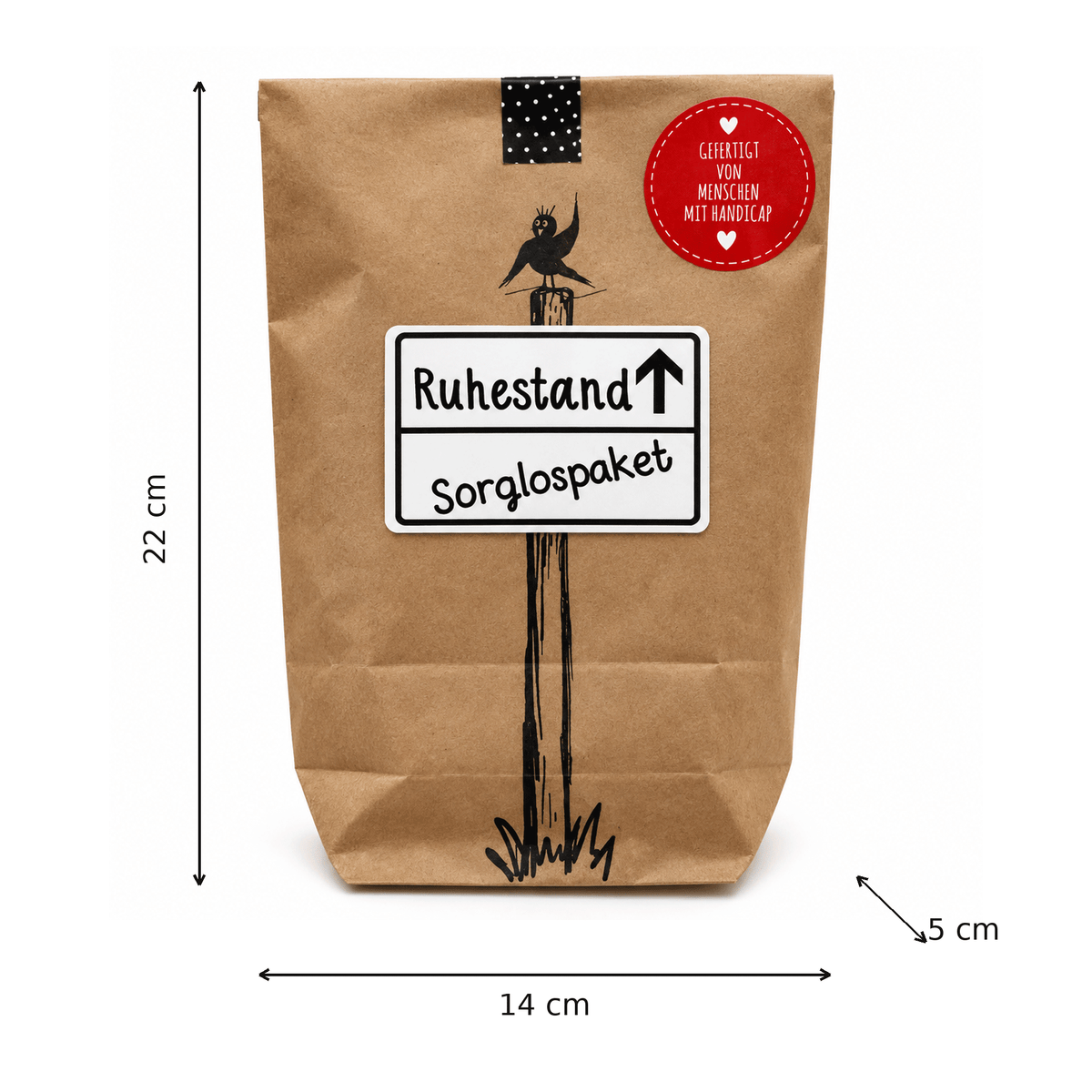 Geschenke zum Ruhestand: Wundertüte 22 cm hoch, 14 cm breit