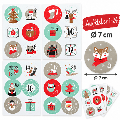 Adventskalender Bastelset: Aufklebermotive