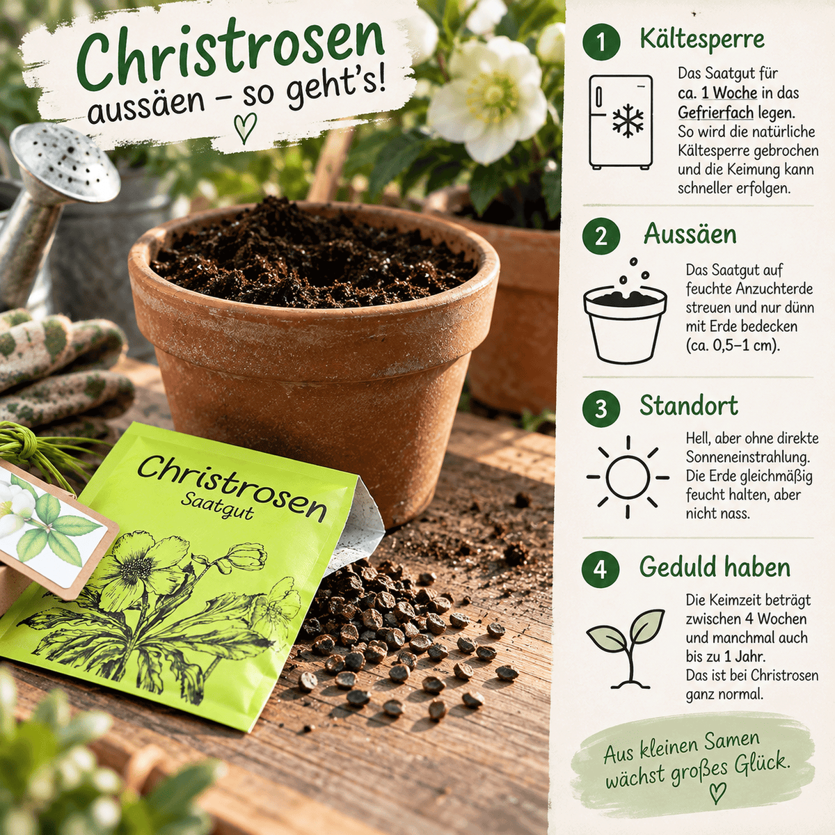 Geschenke für Pflanzenliebhaber: Christrosen Anzuchtset. Einfache Aussaat, für Anfänger geeignet