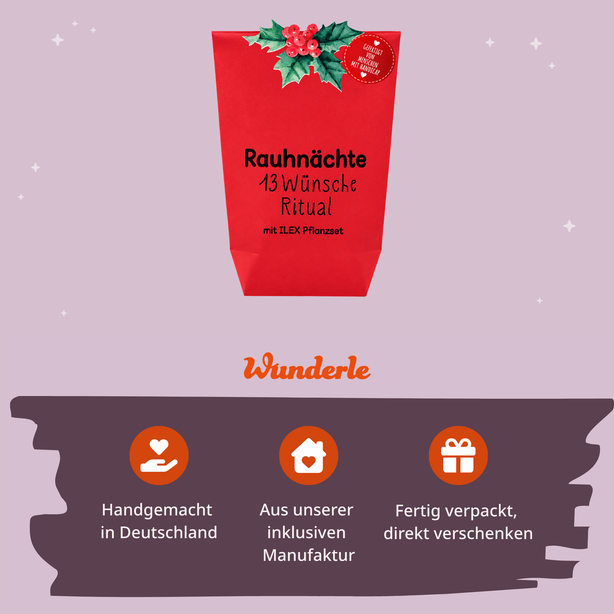 Rauhnächte 13 Wünsche Ritual Wundertüte mit ILEX Pflanzset