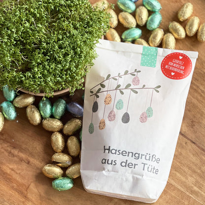 Hasengrüße – Osterfreude aus der Wundertüte mit Kresse