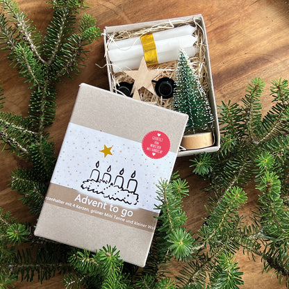 Schachtel mit Mini Adventskranz für die Studentenbude