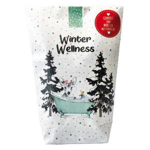 Wellness Geschenk, weiße Tüte mit Reh in Badewanne