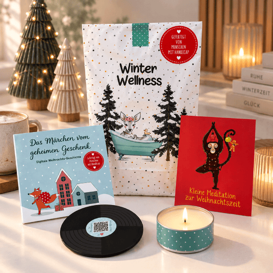 Winter Wellness Geschenk: Wintermärchen zum Hören, kleine Meditation und Duftteelicht