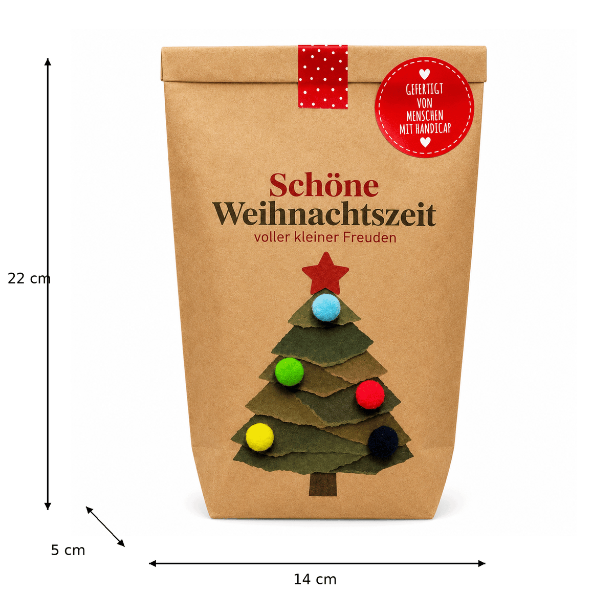 Weihnachtsdeko Geschenk Wundertüe: Breite 14 cm, Höhe 22 cm, Tiefe 5 cm