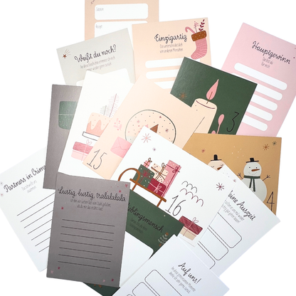 Emotionaler Adventsalender: 24 niedliche Karten zum Beschriften 